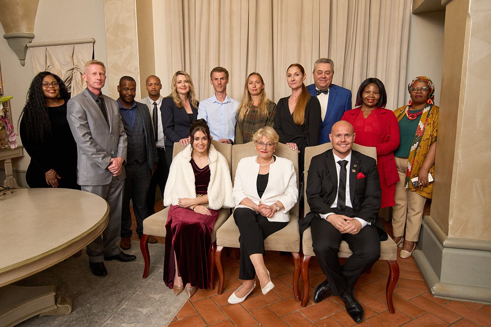 Guests at the Independence Day dinner, Castello di Monte, Waterkloof Ridge