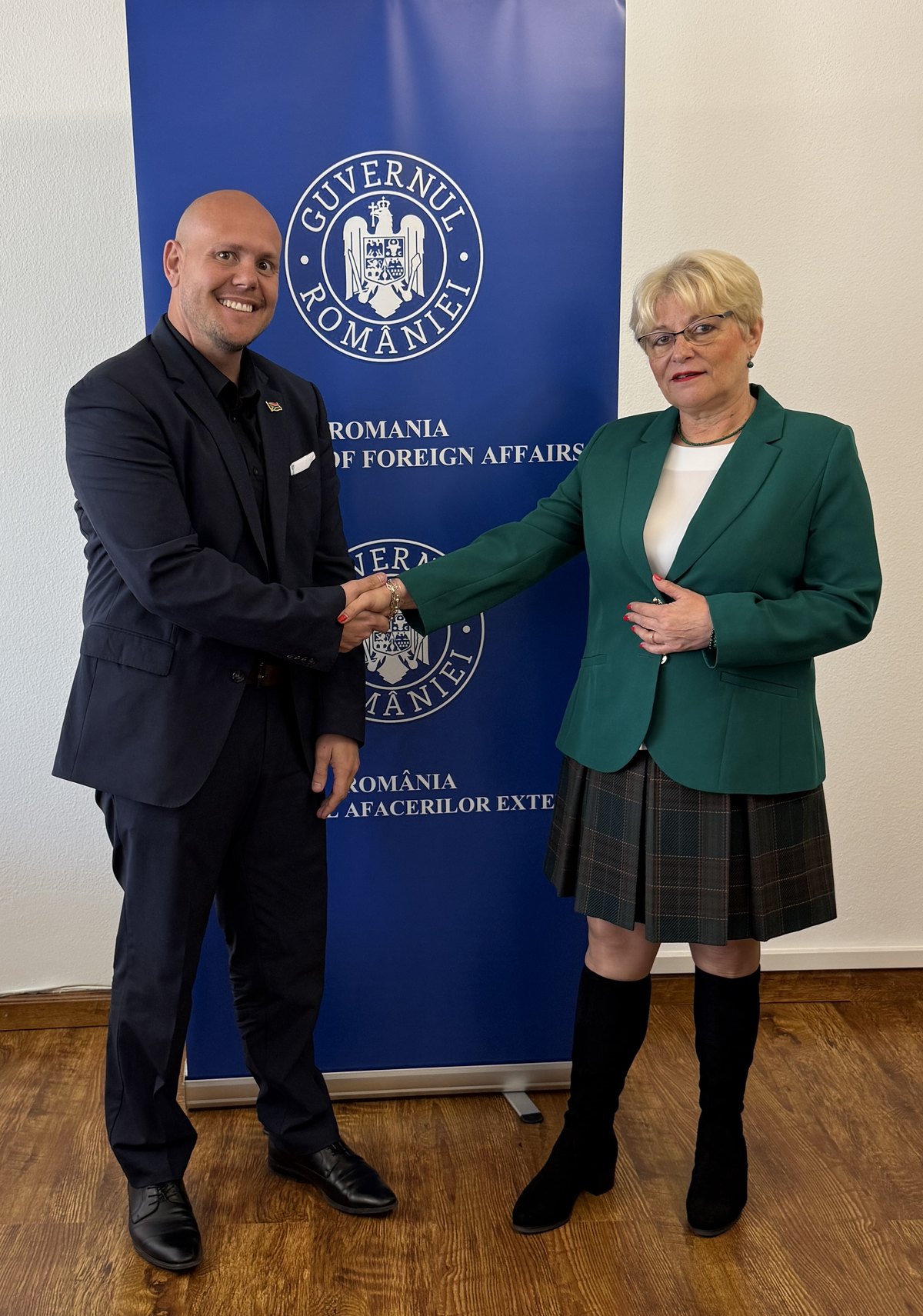 Pierre Calitz with H.E. Ms Monica-Cecilia Sitaru, Ambassador of Romania to South Africa